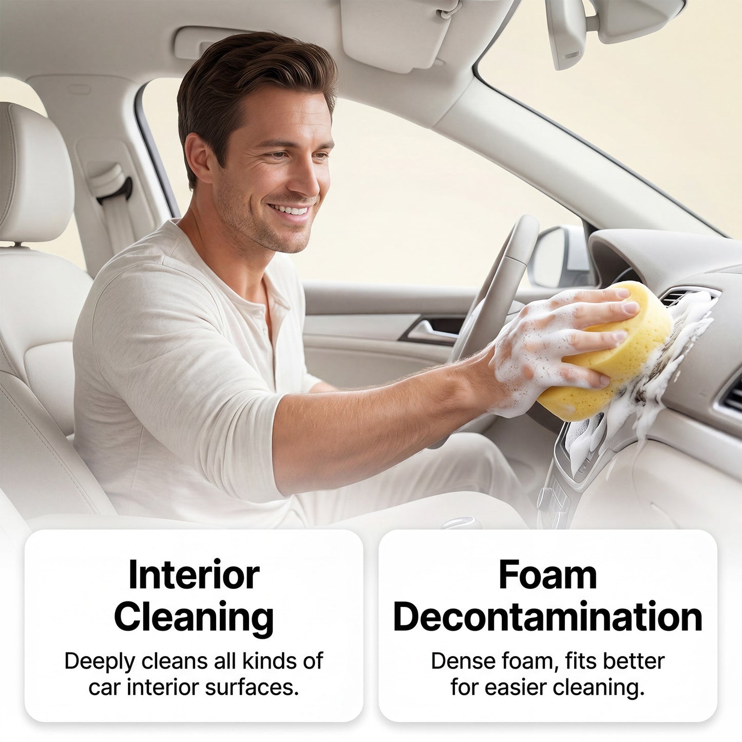 Deep cleaning and non scrubbing universal multi effect cleaner for automotive interiors