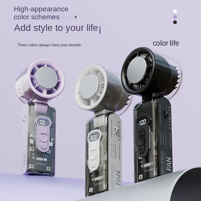 Cooling Ice Pack Handheld Fan, High-Speed Turbine, Neck-Hanging, Rechargeable, Powerful Fan