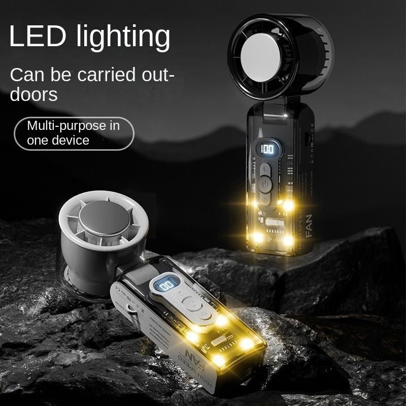 Cooling Ice Pack Handheld Fan, High-Speed Turbine, Neck-Hanging, Rechargeable, Powerful Fan