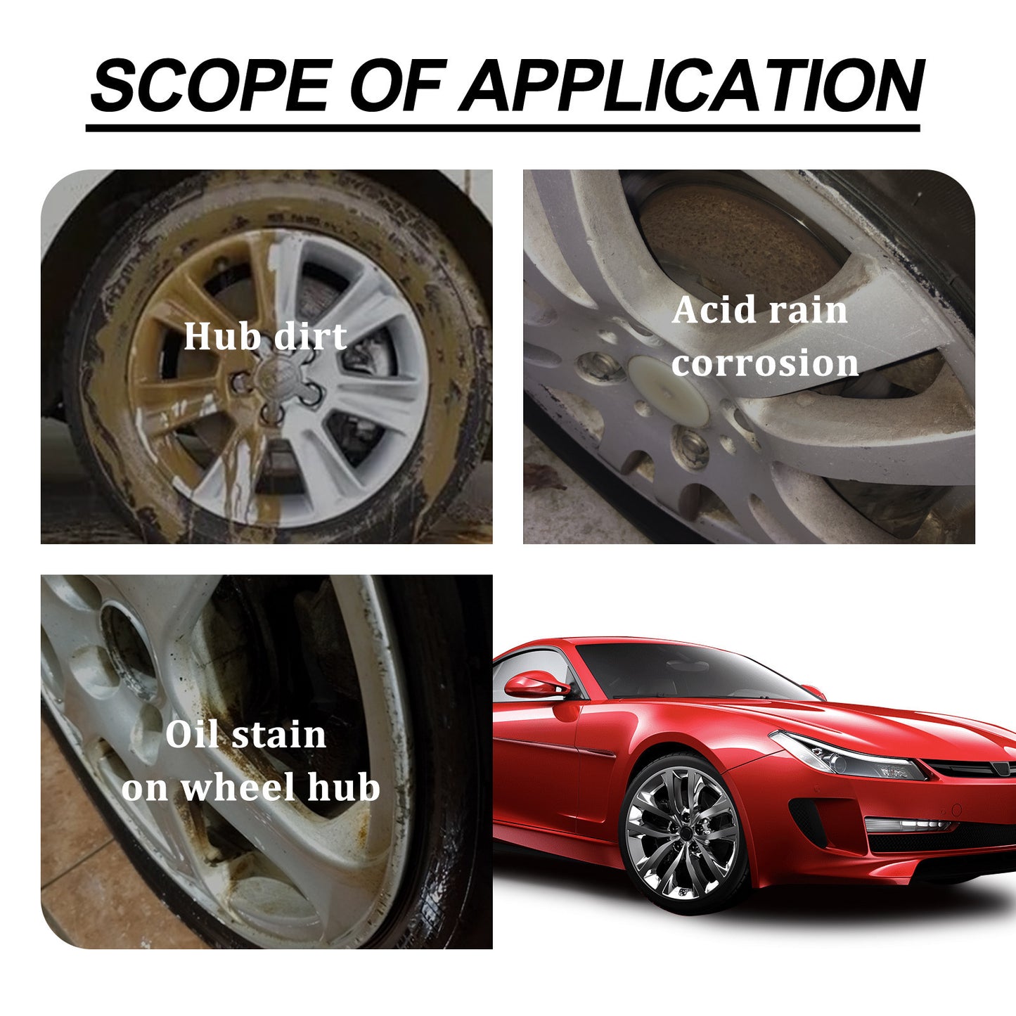 Rayhong Car Wheel Cleaner, Multi-Purpose Cleaning Agent for Wheel Rim Restoration and Stain Removal