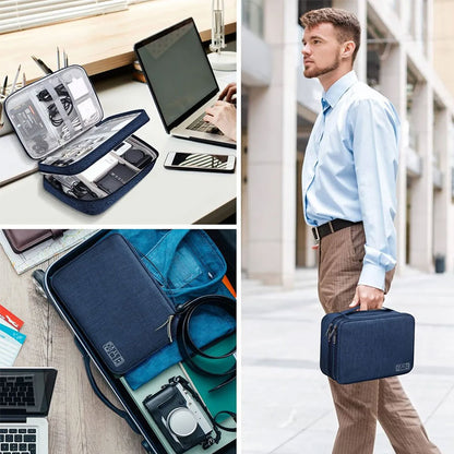 Waterproof Travel Cable Organizer Bag Portable Digital Electronics Storage Pouch for USB Cables Chargers & Gadgets